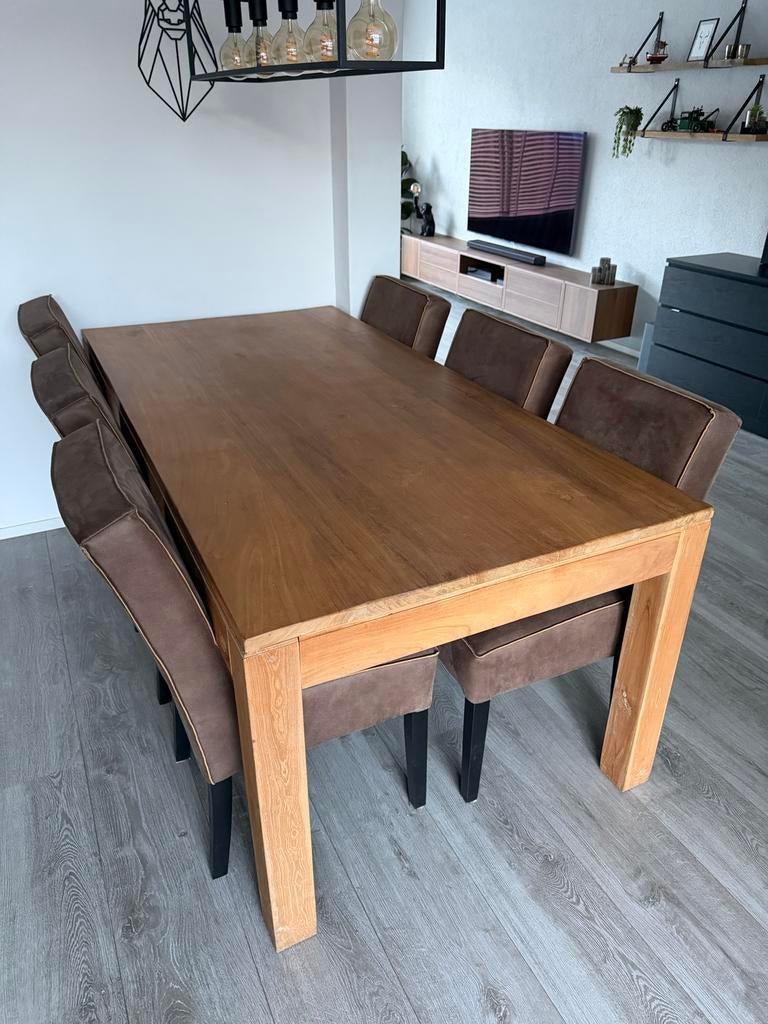 Ettafel met 6 stoelen, Ophalen, Gebruikt, 4 tot 6 stoelen