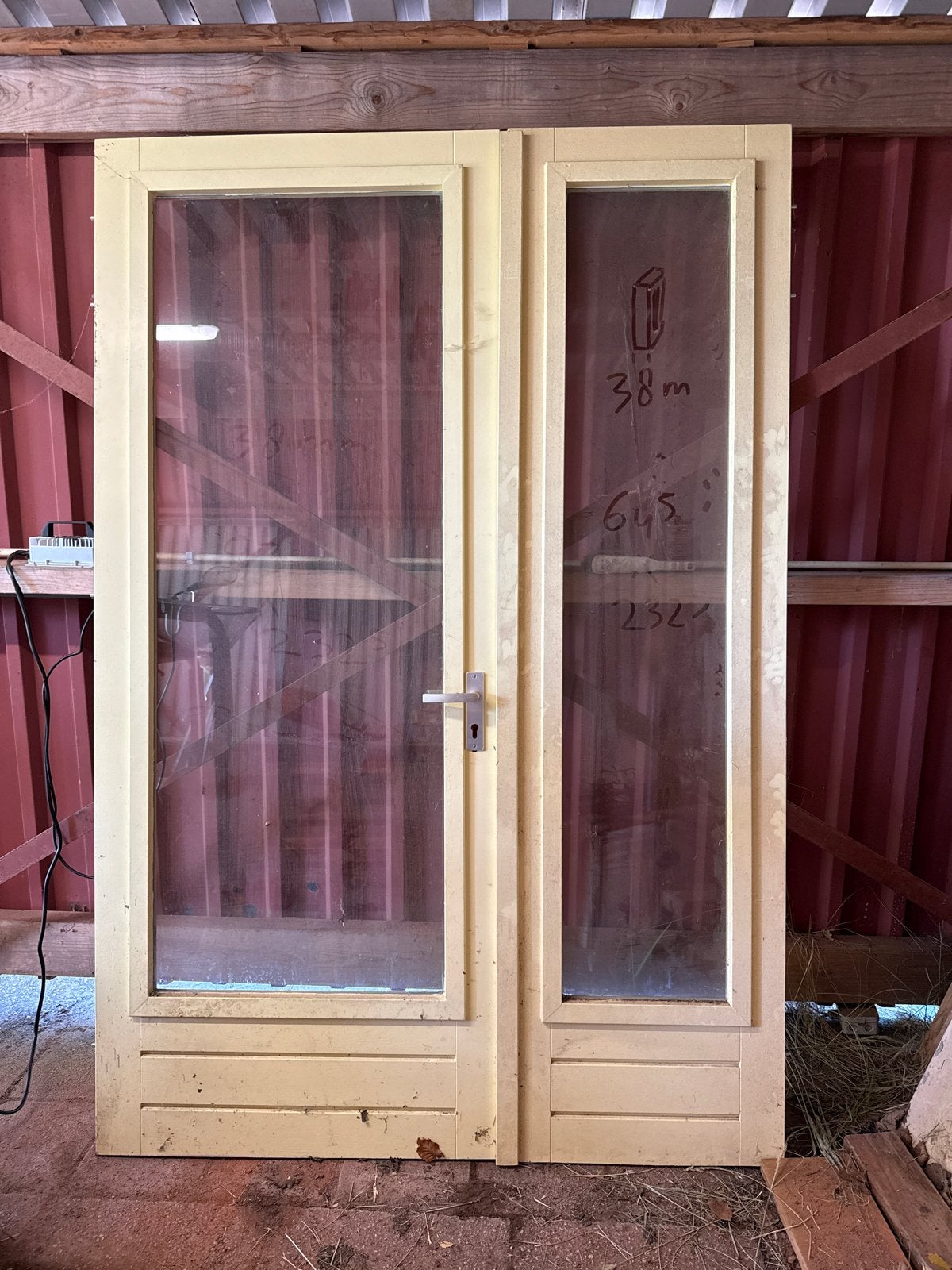 Set van 2 glazen deuren, Ophalen, Gebruikt, Buitendeur, Hout