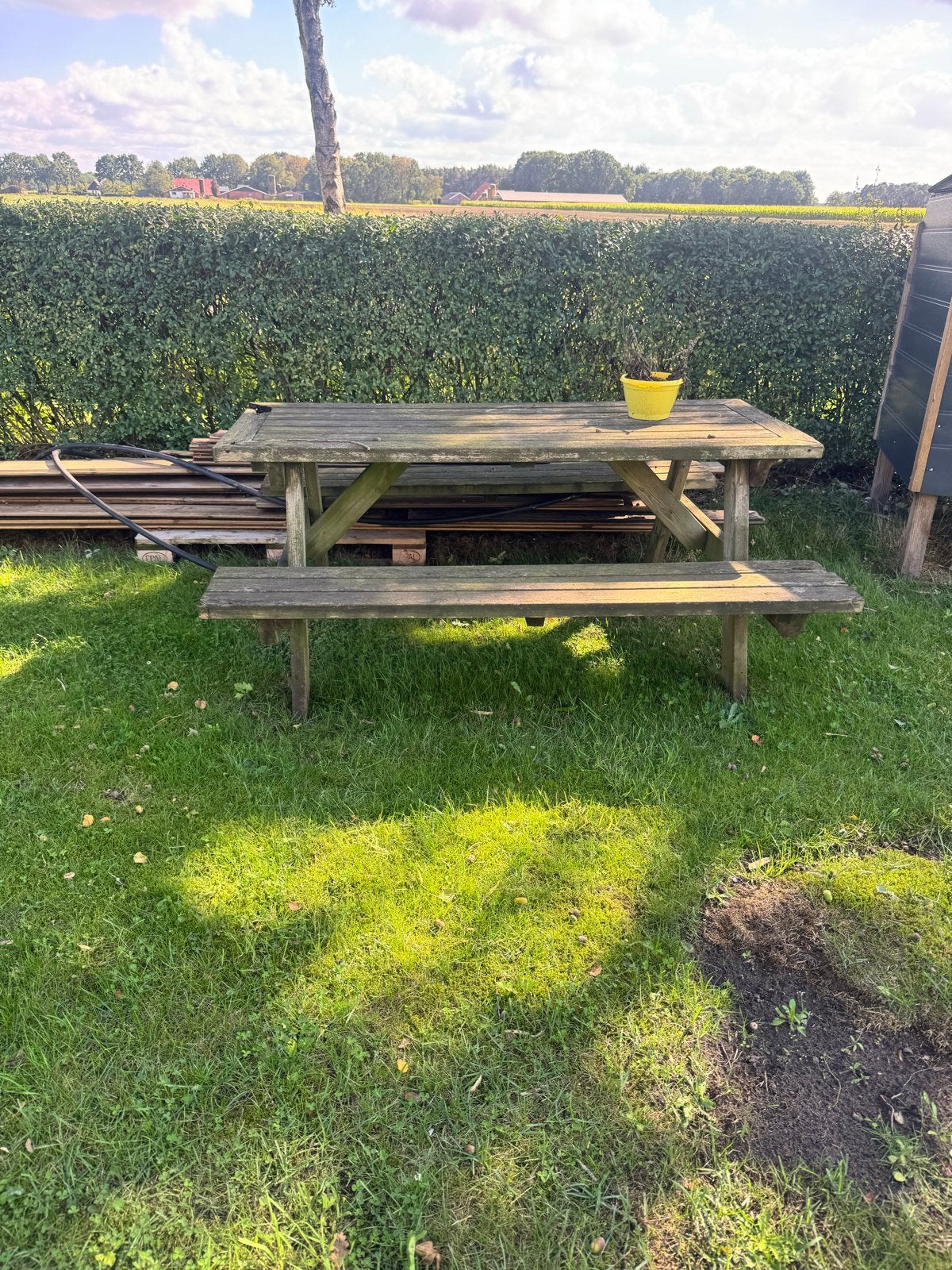 Houten Picknickbank / Tuinzitje, Ophalen, Gebruikt, Rechthoekig, Hout