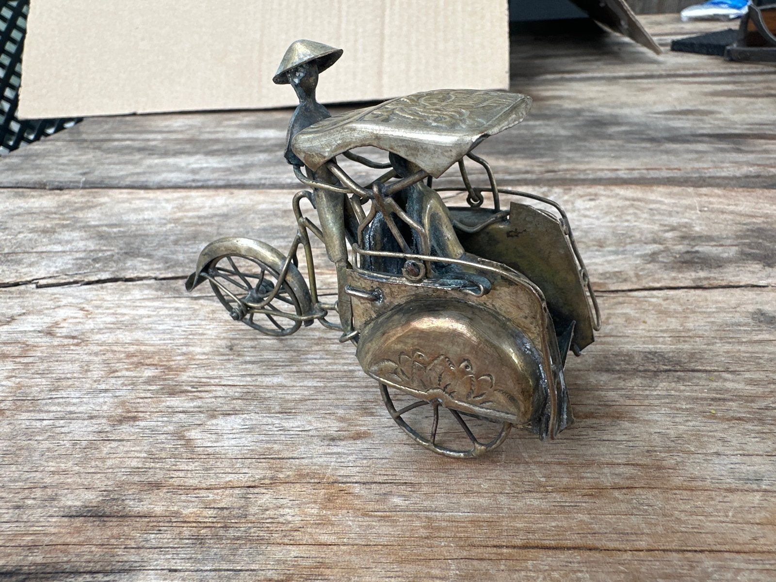Vintage messing riksja miniatuur, Antiek en Kunst, Ophalen of Verzenden