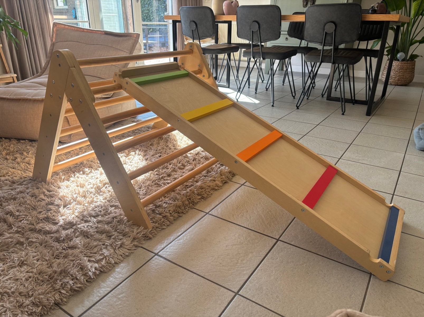 Houten glijbaan en klimplank, Ophalen, Zo goed als nieuw