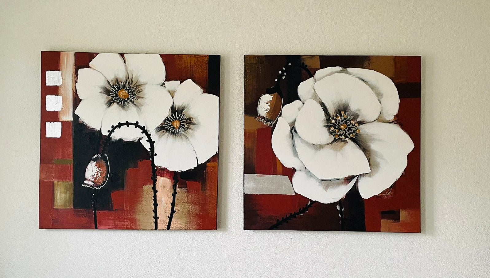 2 schilderijen van 80/80 cm. Nu, Ophalen of Verzenden