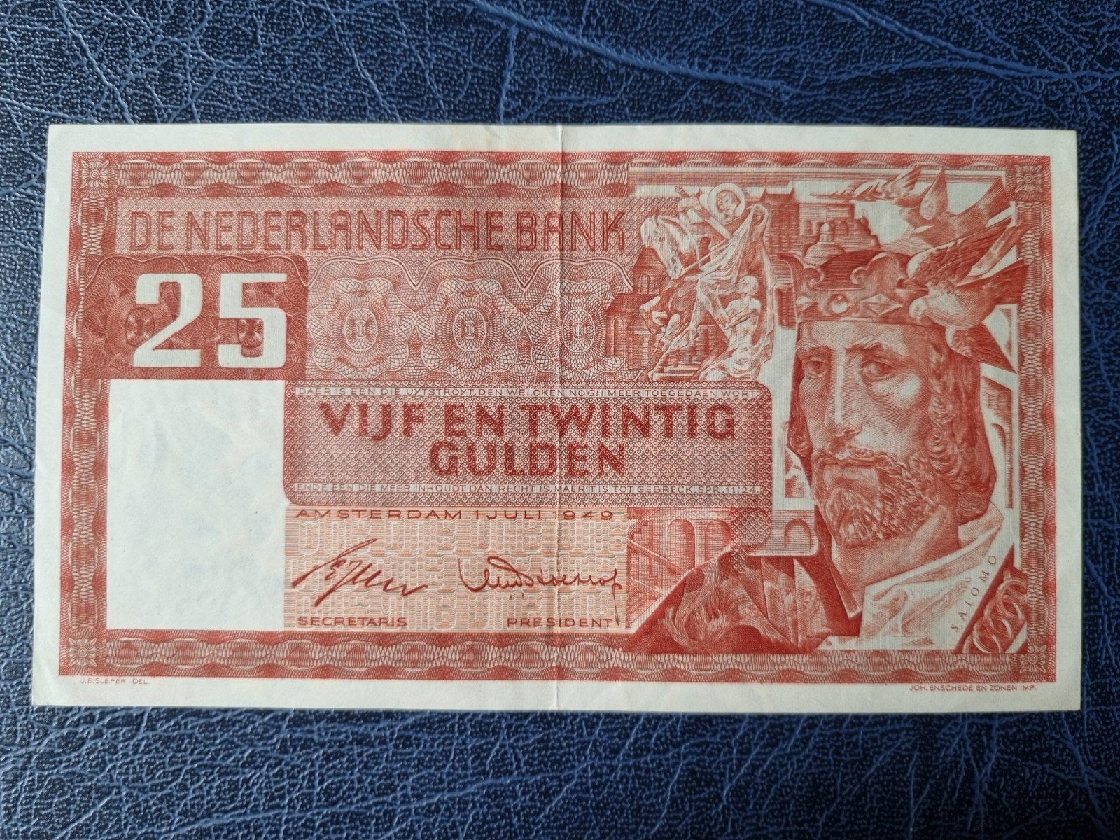 25 Gulden biljet uit 1949 koning Salomo, Postzegels en Munten, Bankbiljetten | Nederland, Ophalen of Verzenden, 25 gulden, Los biljet
