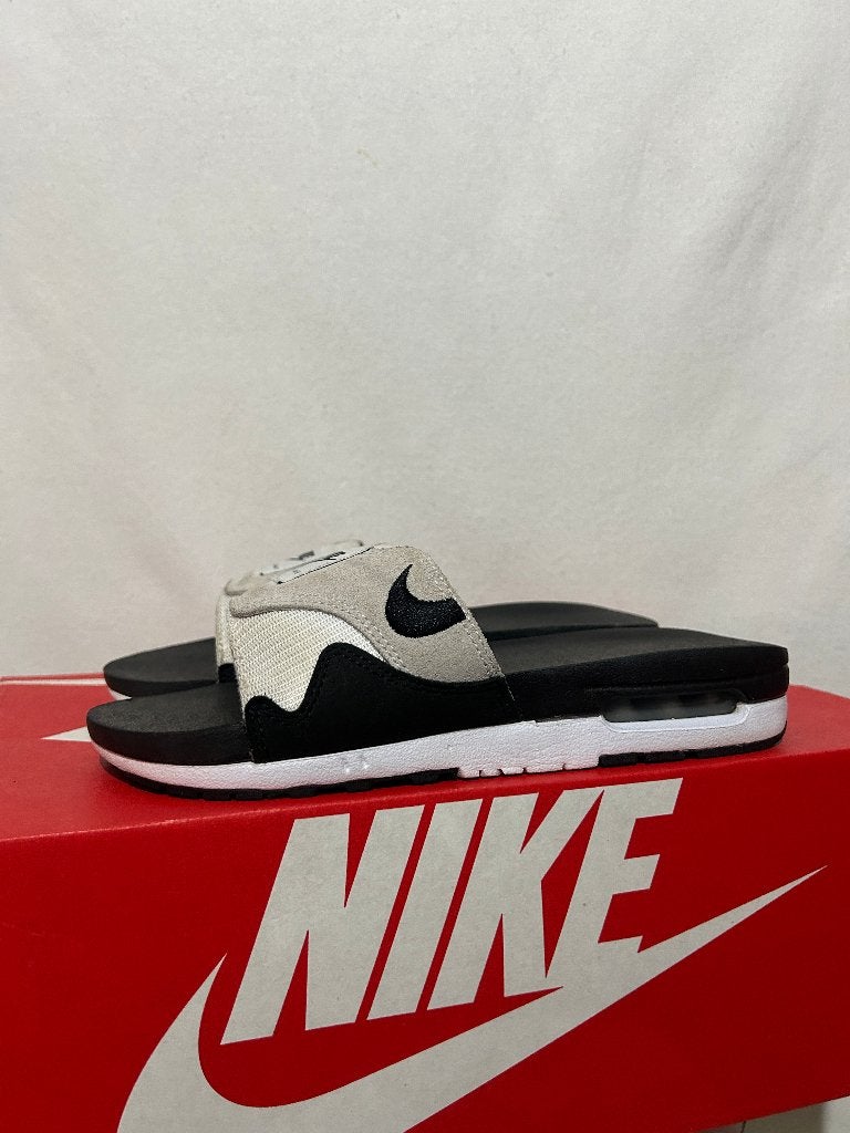 ALS NIEUW! Maat 38,5 - Nike Air Max 1 Slide Black White, Slippers, Zwart, Nike, Ophalen of Verzenden