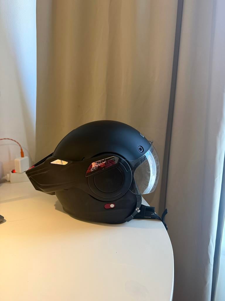 Beon B707 Stratos Matt Zwart Helm Maat S - Zo goed als nieuw, Overige merken, Systeemhelm, Ophalen of Verzenden, S