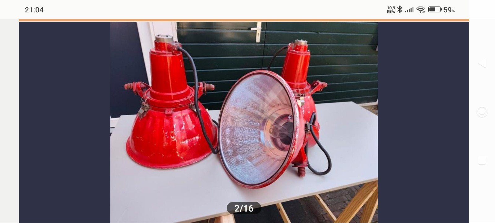 3x Vintage Rode Industriële Hanglampen - Fabriekslampen, Ophalen