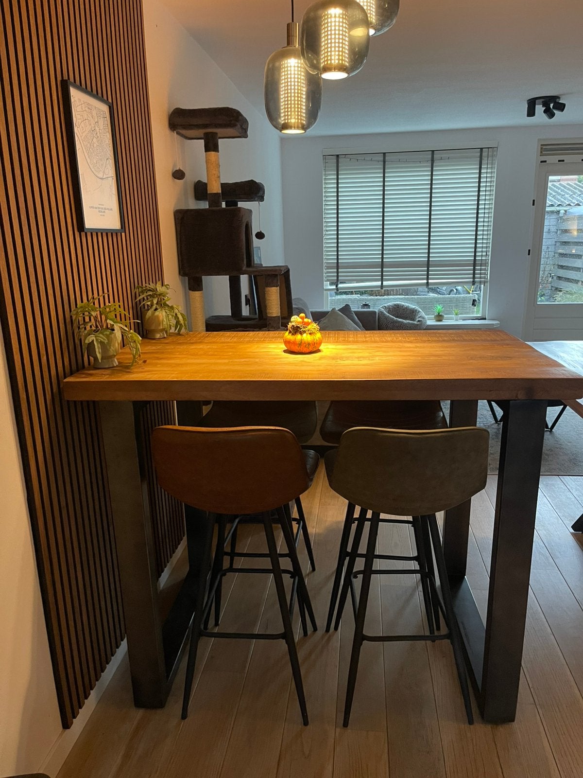 Eettafel van mangohout, Huis en Inrichting, Ophalen, 100 tot 150 cm, 50 tot 100 cm, Zo goed als nieuw