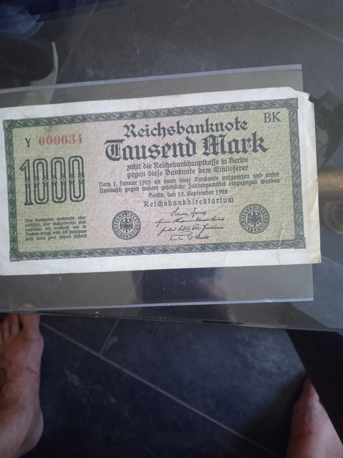 Historisch Duits 1000 Mark bankbiljet (1922), Postzegels en Munten, Bankbiljetten | Europa | Niet-Eurobiljetten, Ophalen of Verzenden