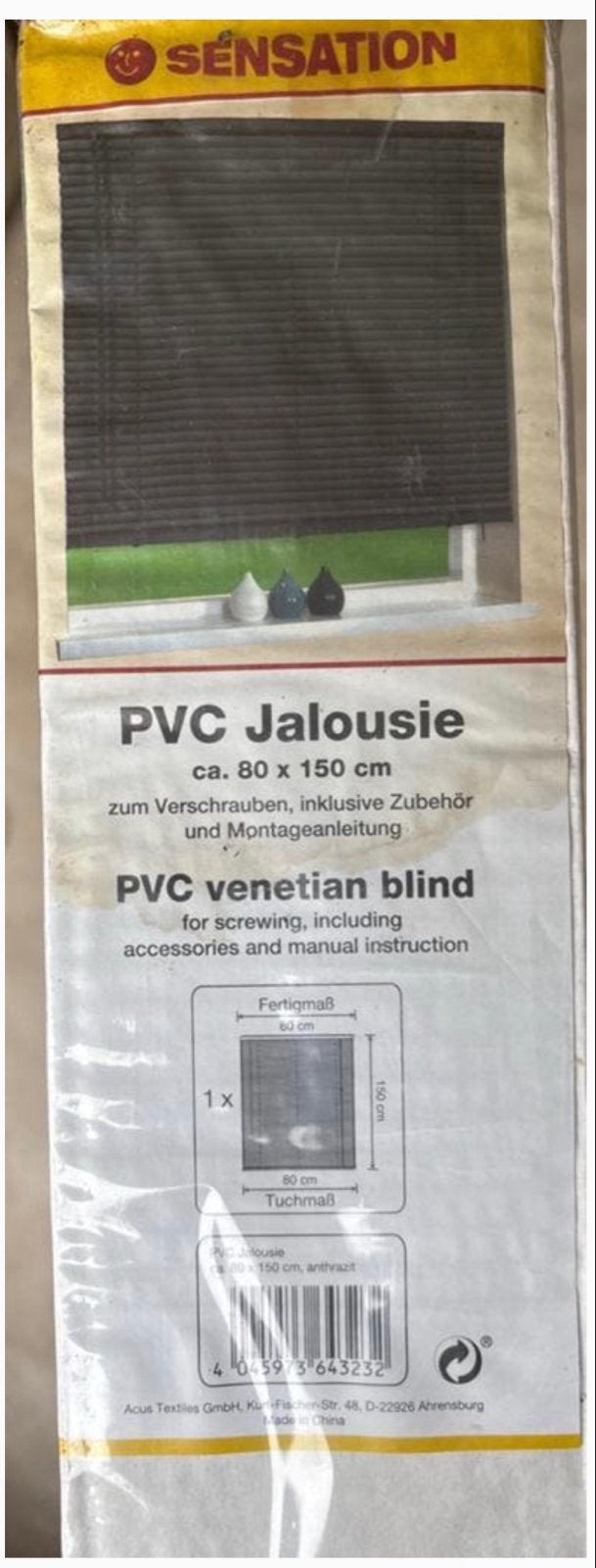 Twee PVC Jaloezie Antraciet 80x150 cm - Nieuw in verpakking, Overige merken, Nieuw, Ophalen of Verzenden, Grijs