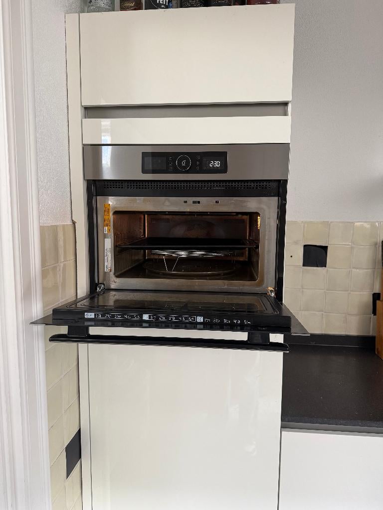 Nette witte hoogglans greeploze keuken+composietGEDEMONTEERD, Huis en Inrichting, Keuken | Complete keukens, Wit, Hoekkeuken, Ophalen of Verzenden