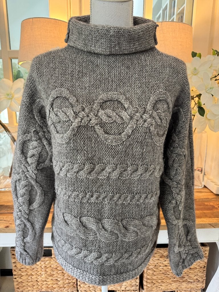 Warme, Grijs-Bruine alpaca kabeltrui Marc O'Polo, 38-40/M., Verzenden, Zo goed als nieuw, Maat 38/40 (M), Grijs