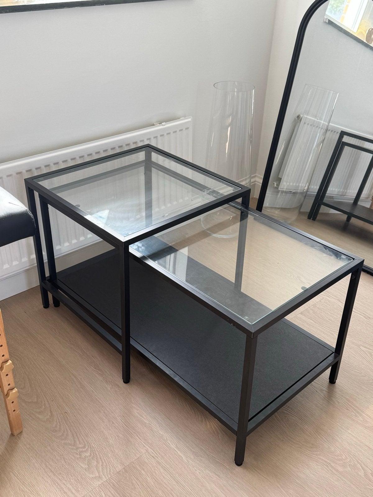 Ikea salontafel 90x50 zwartbruin met glas, Ophalen, Gebruikt, 50 tot 100 cm, Glas