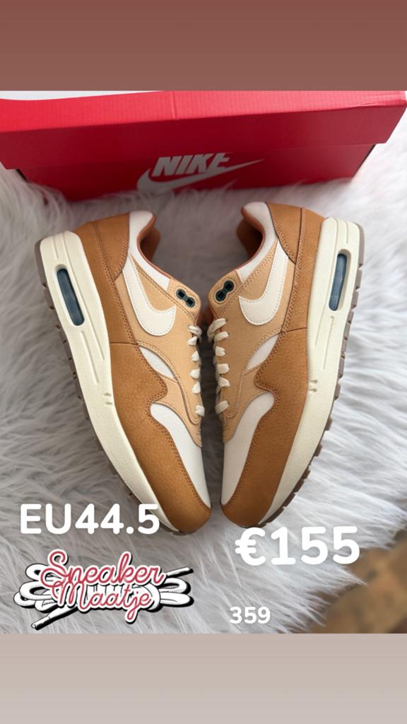 Nike Air Max 1 beige bruin Maat 43 - Nieuw sneakermaatje, Overige kleuren, Nieuw, Ophalen of Verzenden, Sneakers of Gympen