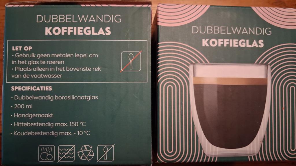 3 Dubbelwandige koffieglazen 200ml 5 europs zie beschrijving, Ophalen of Verzenden, Glas, Overige stijlen, Glas of Glazen