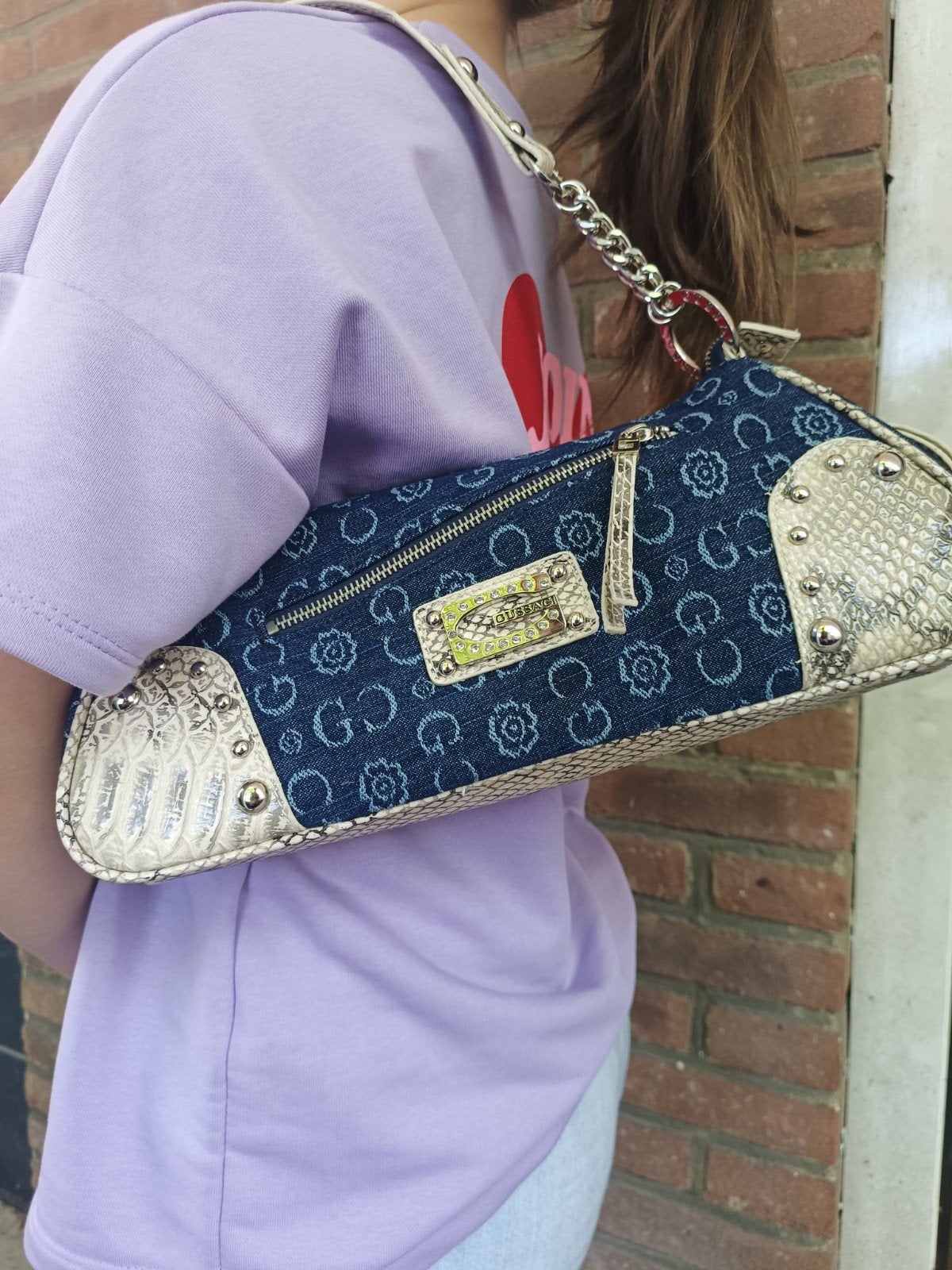 Gussaci Y2K denim handbag, Ophalen of Verzenden, Blauw