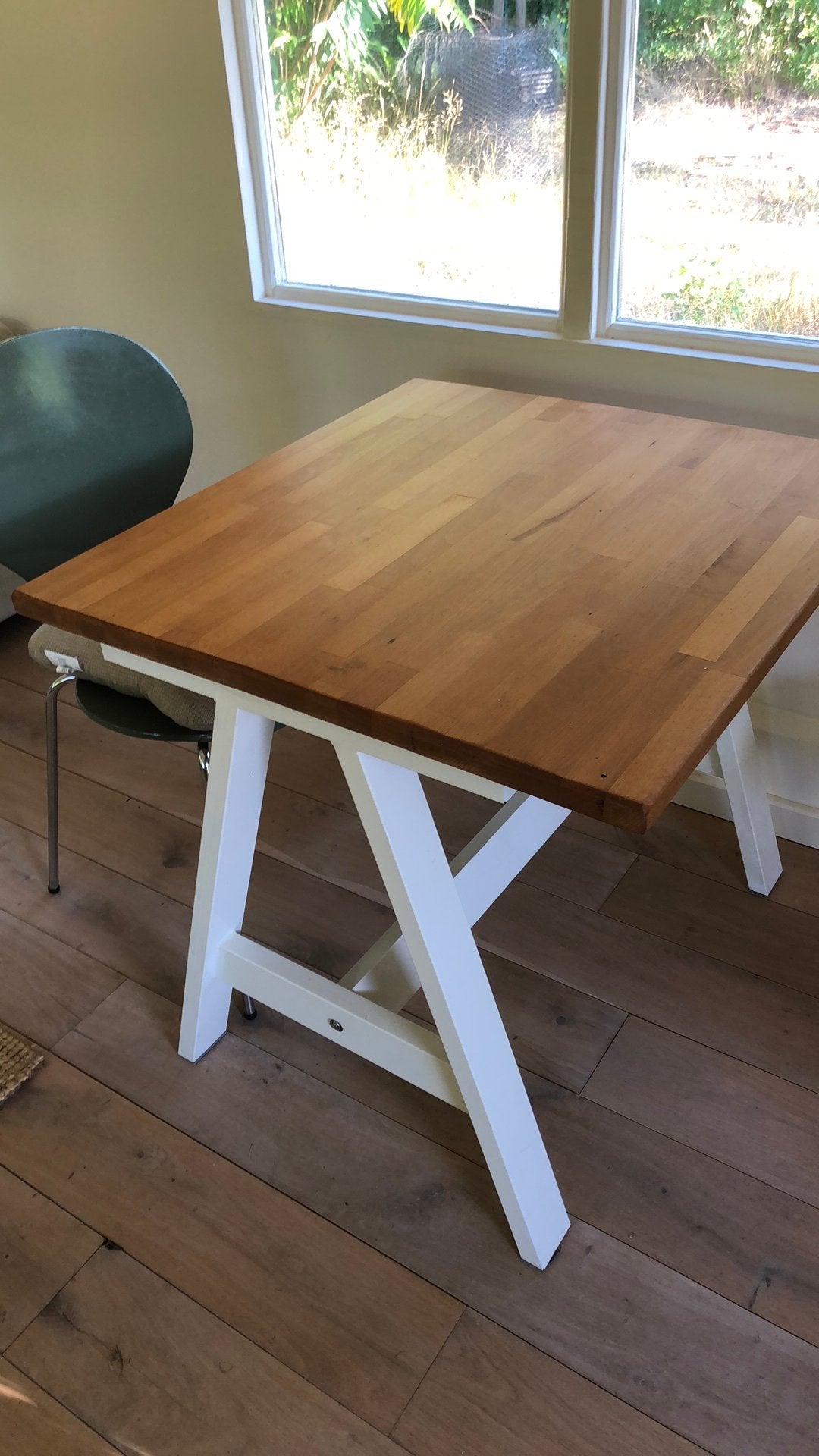 Tafel met massief houten blad, Ophalen, Vierkant, Tot twee personen, 50 tot 100 cm