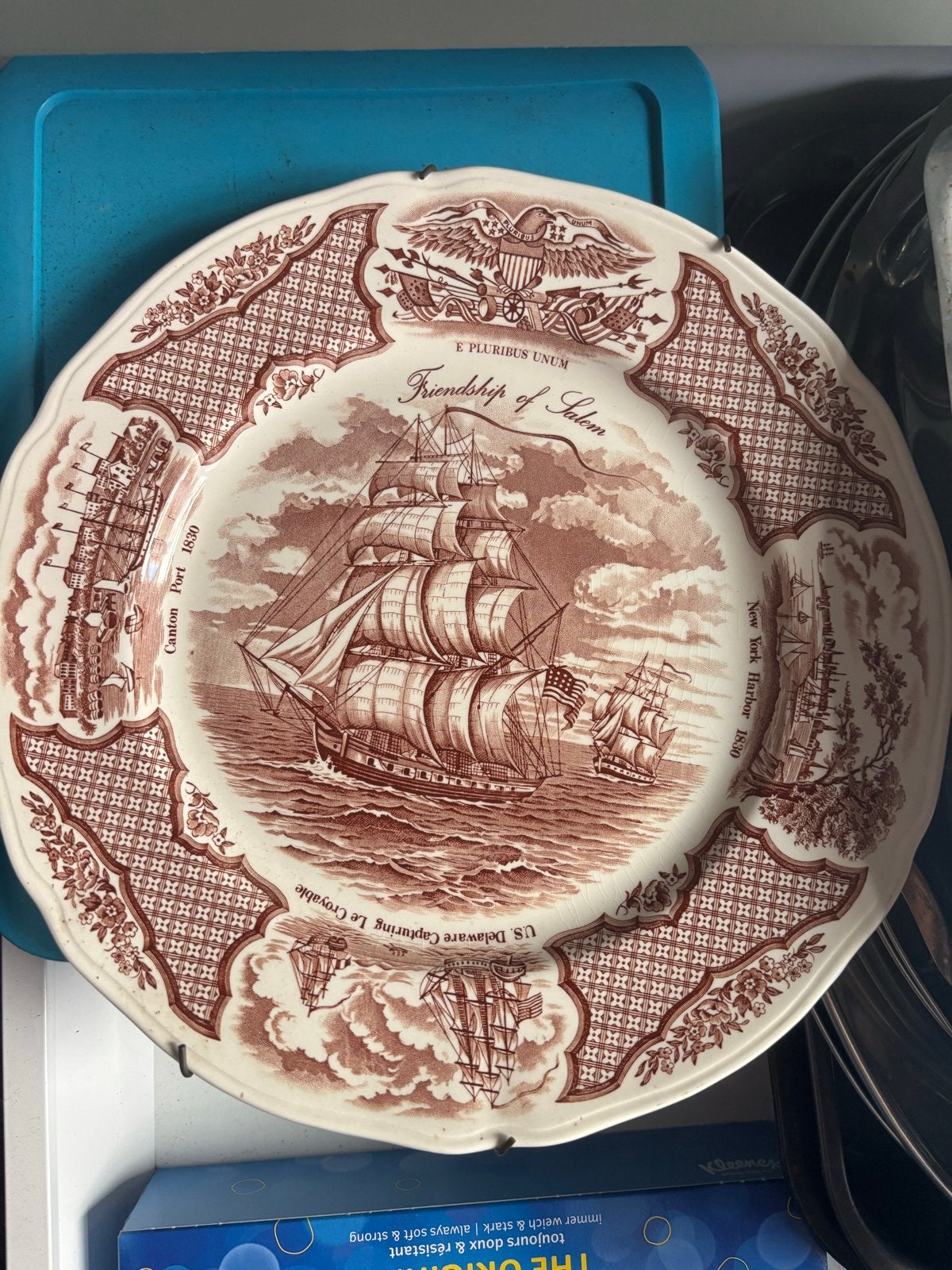 Antiek decoratief bord 'Friendship of Salem' 1830, Ophalen of Verzenden