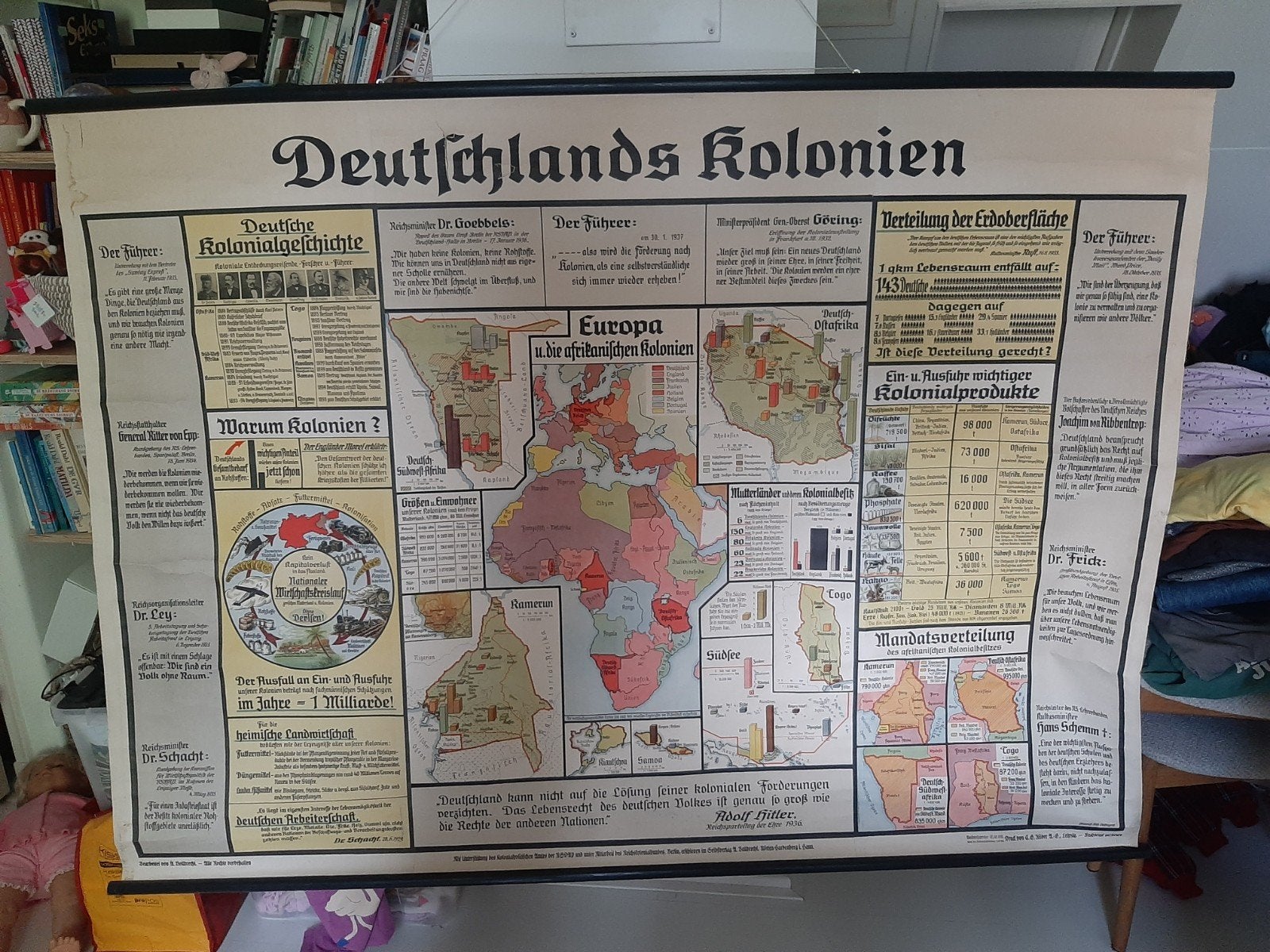 Schoolkaart Duitslands koloniën NSDAP Hitler Nazi, Ophalen, Duitsland