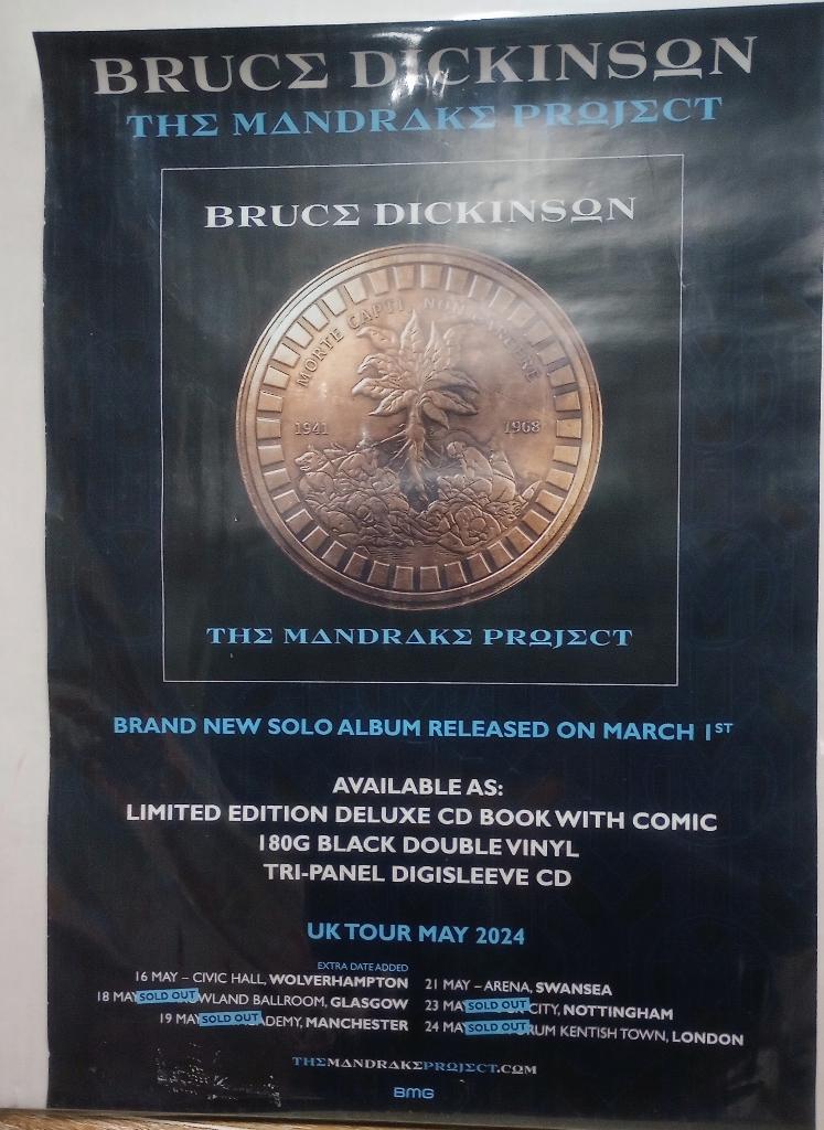 poster Bruce dickinson - mandrake project, Ophalen of Verzenden, A1 t/m A3, Muziek, Rechthoekig Staand