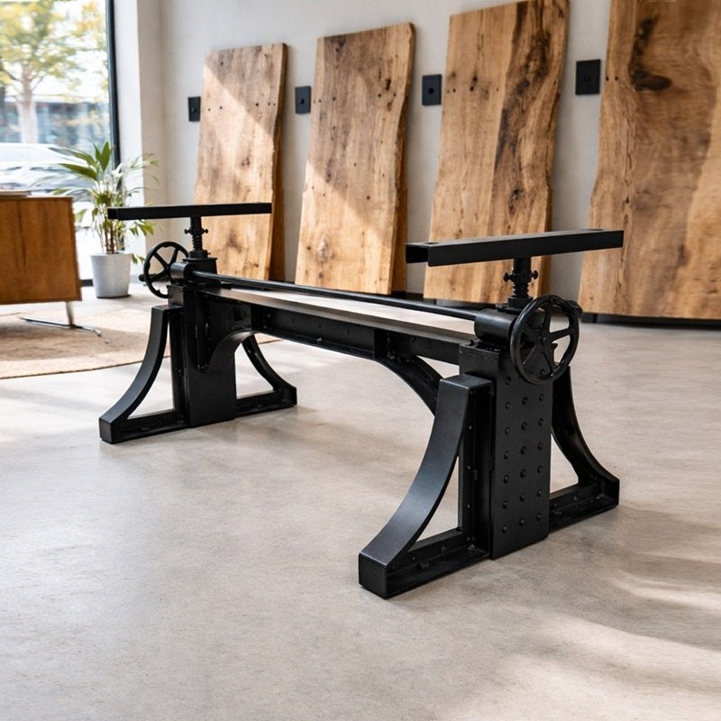 Industrieel Giet IJzer Tafel Onderstel Verstelbaar SHOWROOM, Tafelpoot, Info@dehanzeherten.nl, De Hanze Herten BV, Nieuw