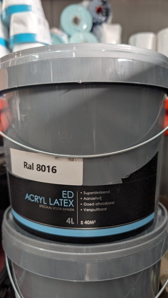 Latex Ral 8016 4x 4Liter, Ophalen, Overige kleuren, Nieuw, Verf