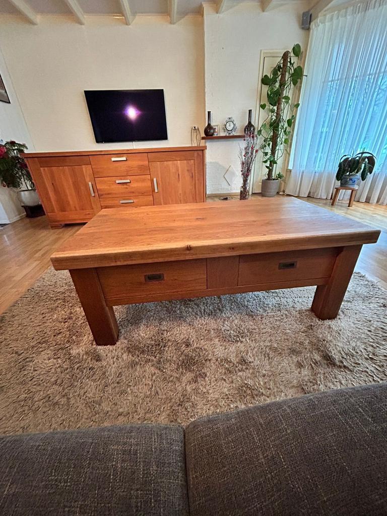Mooie robuuste salontafel, Ophalen, 100 tot 150 cm, 50 tot 100 cm, Zo goed als nieuw