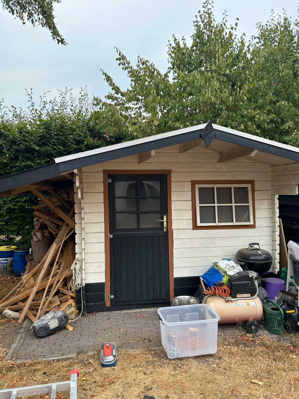 Tuinhuisje met luifel (ca. 2,9 x 2,8 m) - Zelf demonteren, Ophalen, Tuinhuis, 250 tot 500 cm, 1 raam