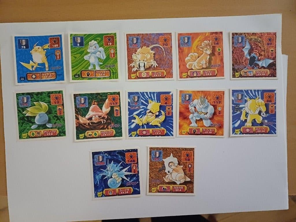 Pokémon -12 Vintage Amada Stickers 1996-1997-Raichu,Vulpix, Verzenden, Zo goed als nieuw, Overige typen
