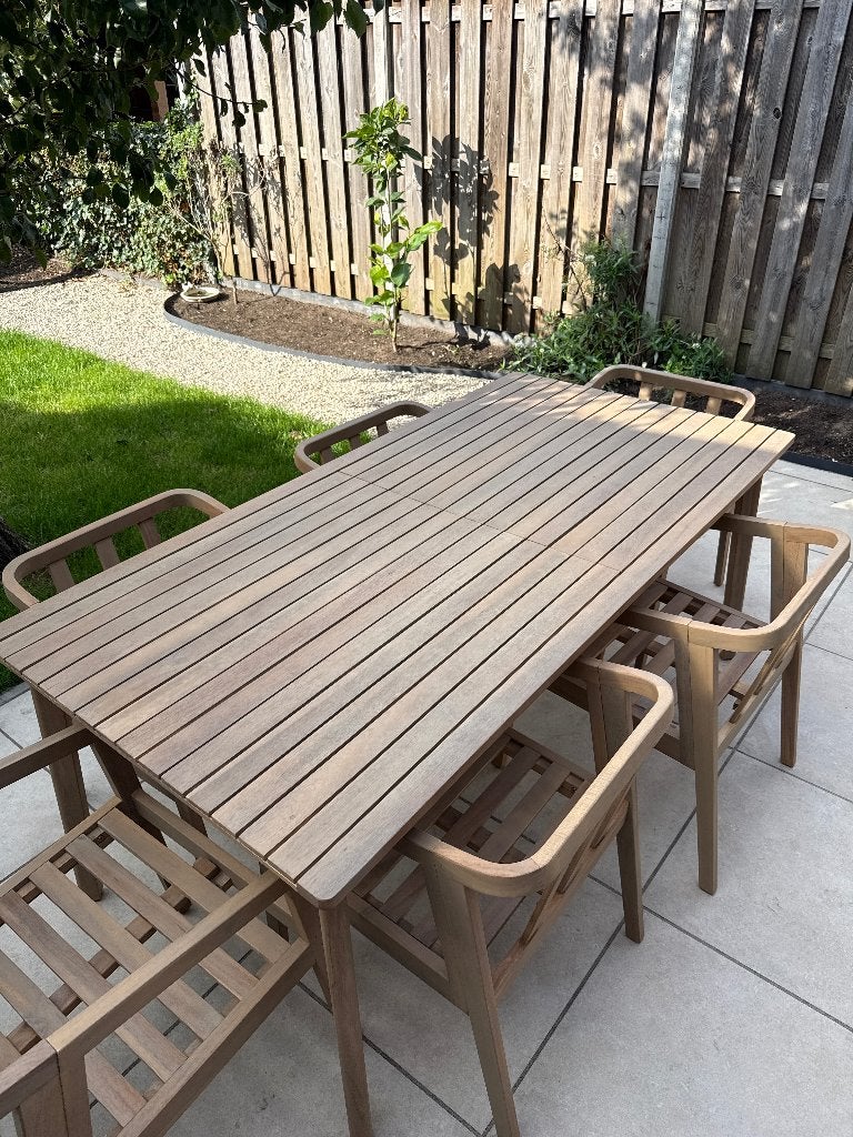 Tuintafel acaciahout 180x90, Tuin en Terras, Ophalen, Zo goed als nieuw, Rechthoekig, Hout