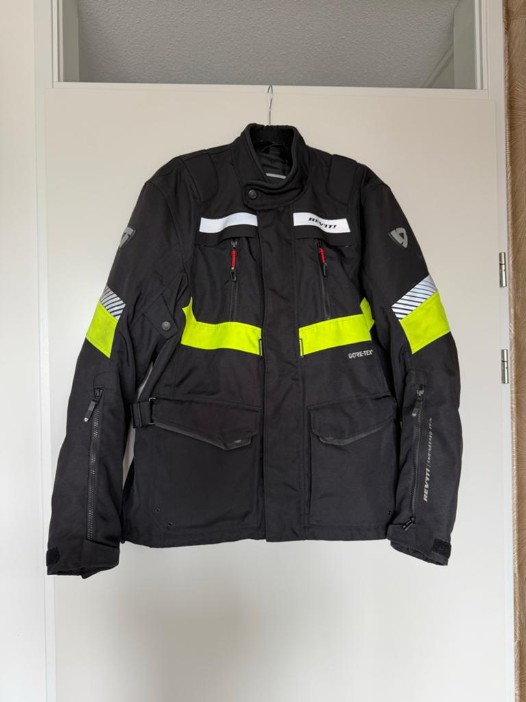 Rev'it Neptune GTX Gore-Tex motorjas - neon zwart - Maat L, Motoren, Ophalen, Tweedehands, Heren, Jas | textiel