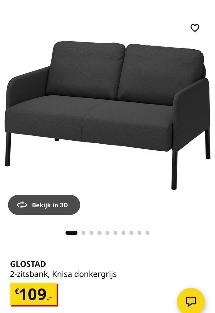 Brand New IKEA GLÖSTAD 2-zitsbank, still in the box!, Ophalen, 190 cm of minder, 80 cm, Grijs