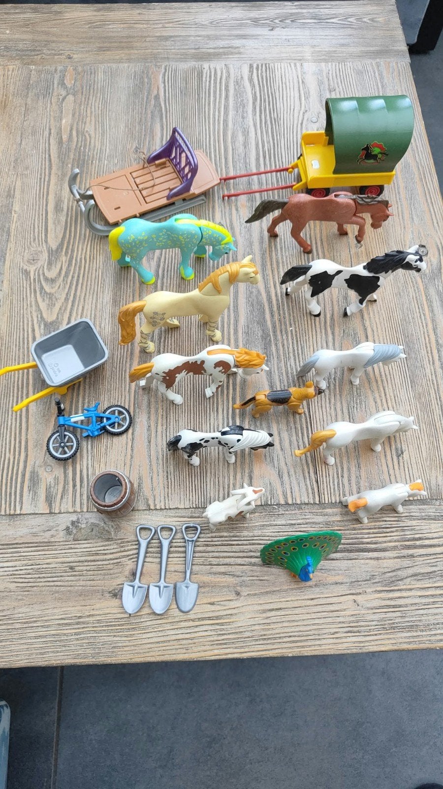 Playmobil paarden, wagen, kruiwagen, fiets en accessoires, Ophalen, Gebruikt, Jongen of Meisje