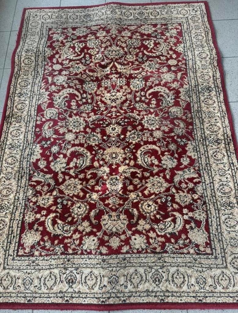 Vintage vloerkleed 120cm x 170cm perzich orient oosterse wol, Gebruikt, 100 tot 150 cm, Ophalen of Verzenden, Rood