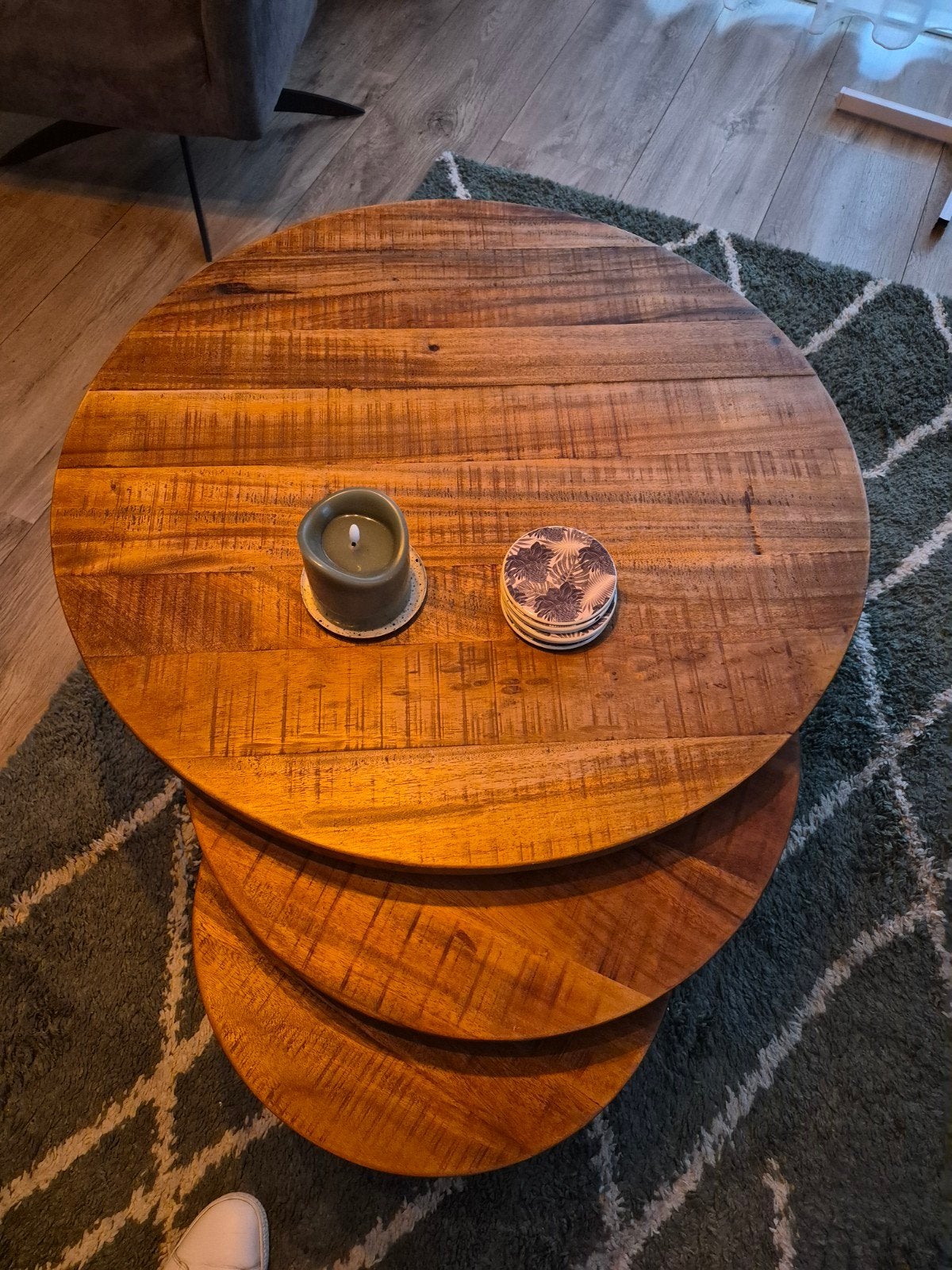 salontafel, Huis en Inrichting, Tafels | Salontafels, Ophalen, Rond, 50 tot 100 cm, Zo goed als nieuw