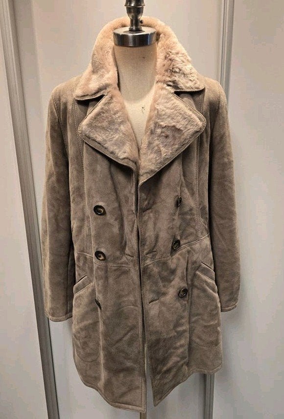 Lammy coat parka - maat L - lamsleer en vacht, Ophalen of Verzenden, Gedragen, Maat 52/54 (L), Bruin