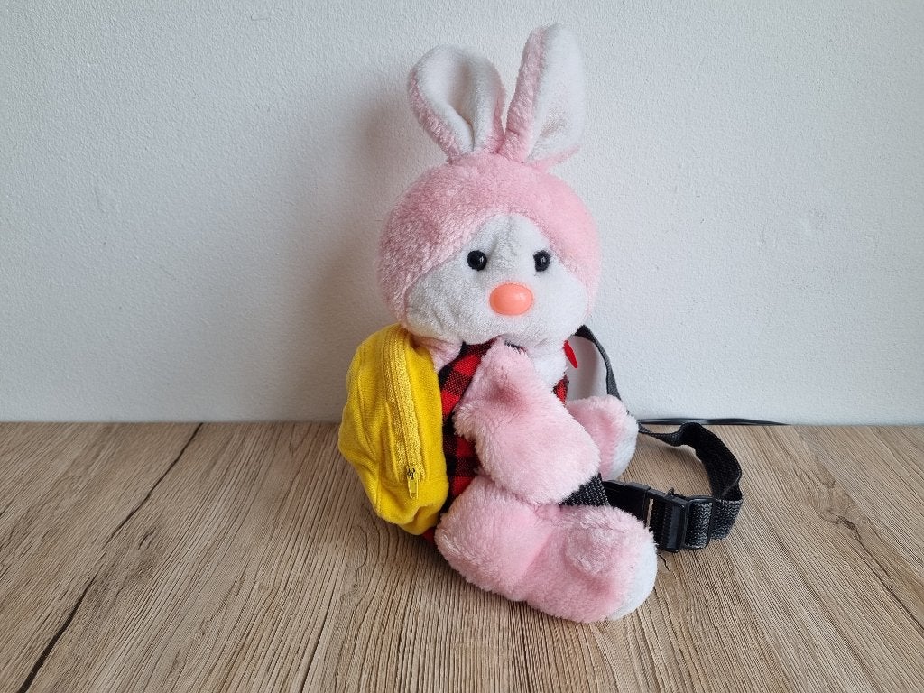 Mooi Zeldzaam Schattig Vintage Buideltas Konijn met rugzakje, Verzenden, Zo goed als nieuw