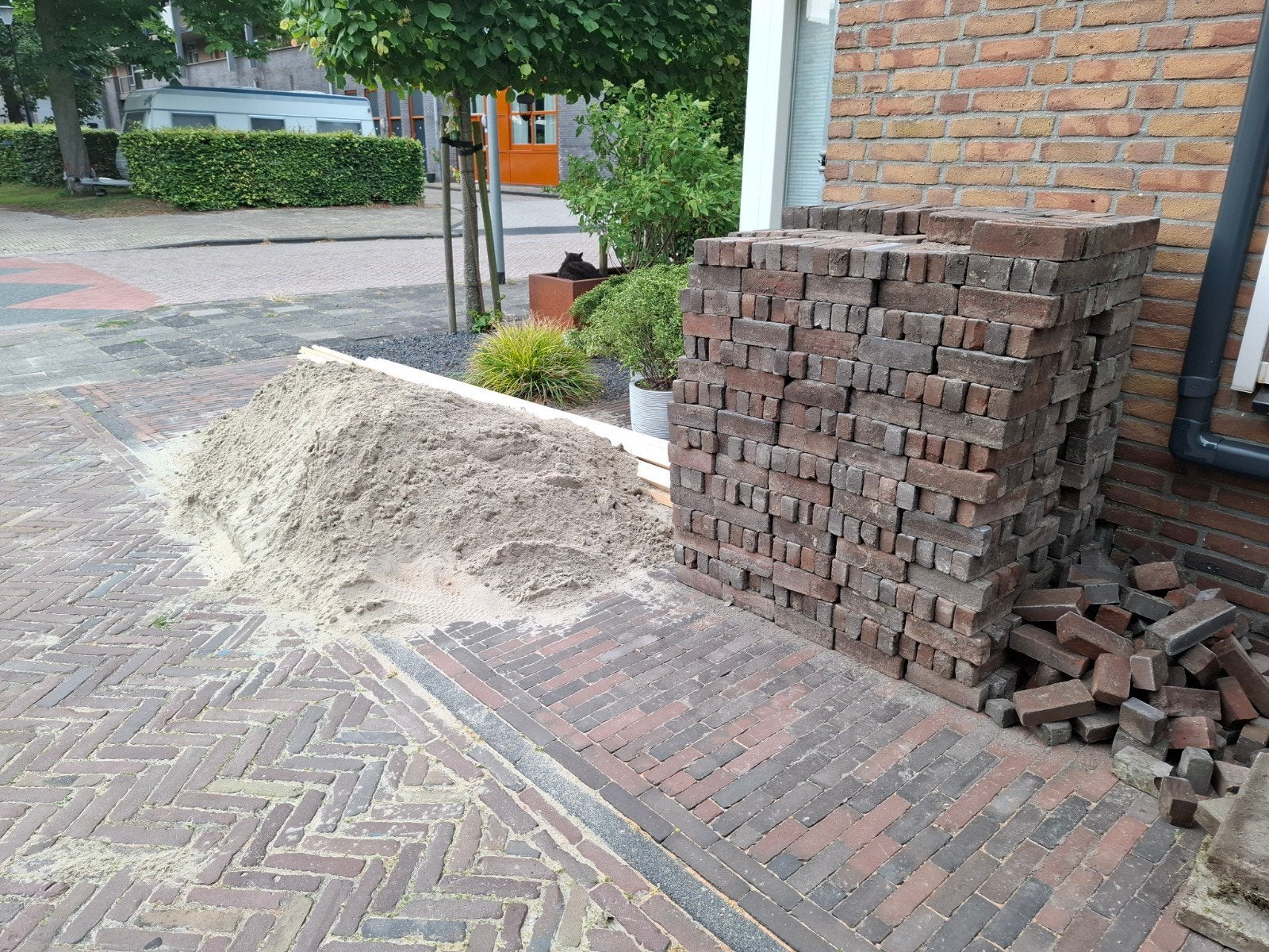 Klinkers 20x5cm straatwerk, Tuin en Terras, Ophalen, Overige materialen, Gebruikt, Klinkers
