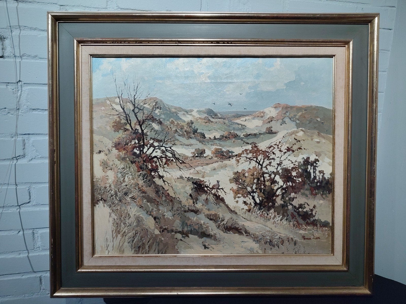 Peter Cox (1912-1985) - Duinlandschap met fazant, Doek, Impressionistisch, Ophalen of Verzenden, Landschap