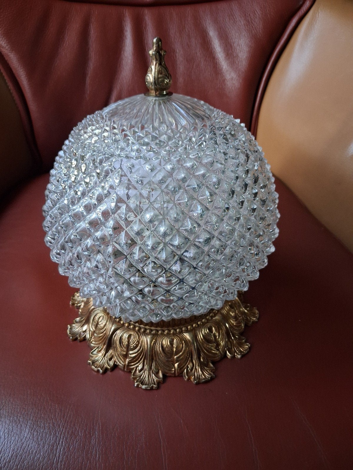 Prachtige vintage barok plafondlamp met glazen bol, Antiek en Kunst, Ophalen of Verzenden