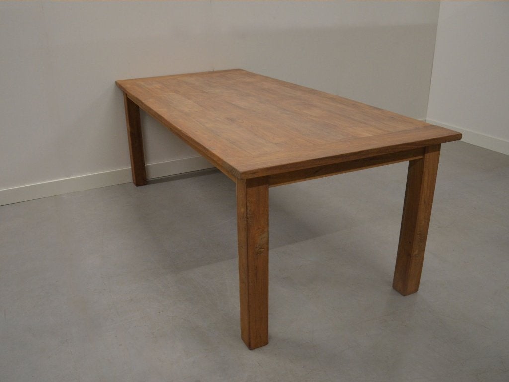 Teak eettafel ‘Gieten’ van oud gerecycled teak, Verzenden, Nieuw, Bruin, Hout