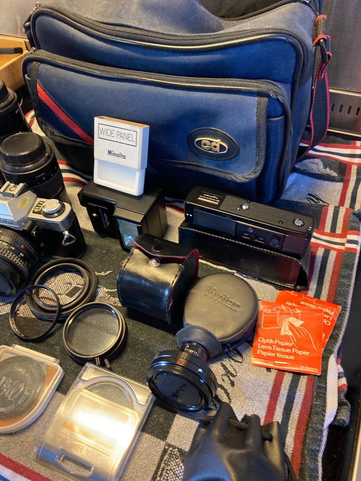 Minolta XG2 met diverse accessoires en Tas, Ophalen, Gebruikt, Spiegelreflex, Minolta