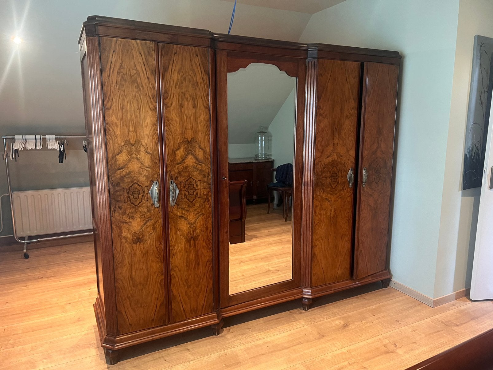Art deco 5 deurs kledingkast, Ophalen, Met deur(en), Gebruikt, 200 cm of meer
