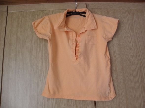 Goedkoop zacht oranje katoenen polo shirt MADONNA mt 152/158, Gebruikt, Madonna, Meisje, Ophalen of Verzenden