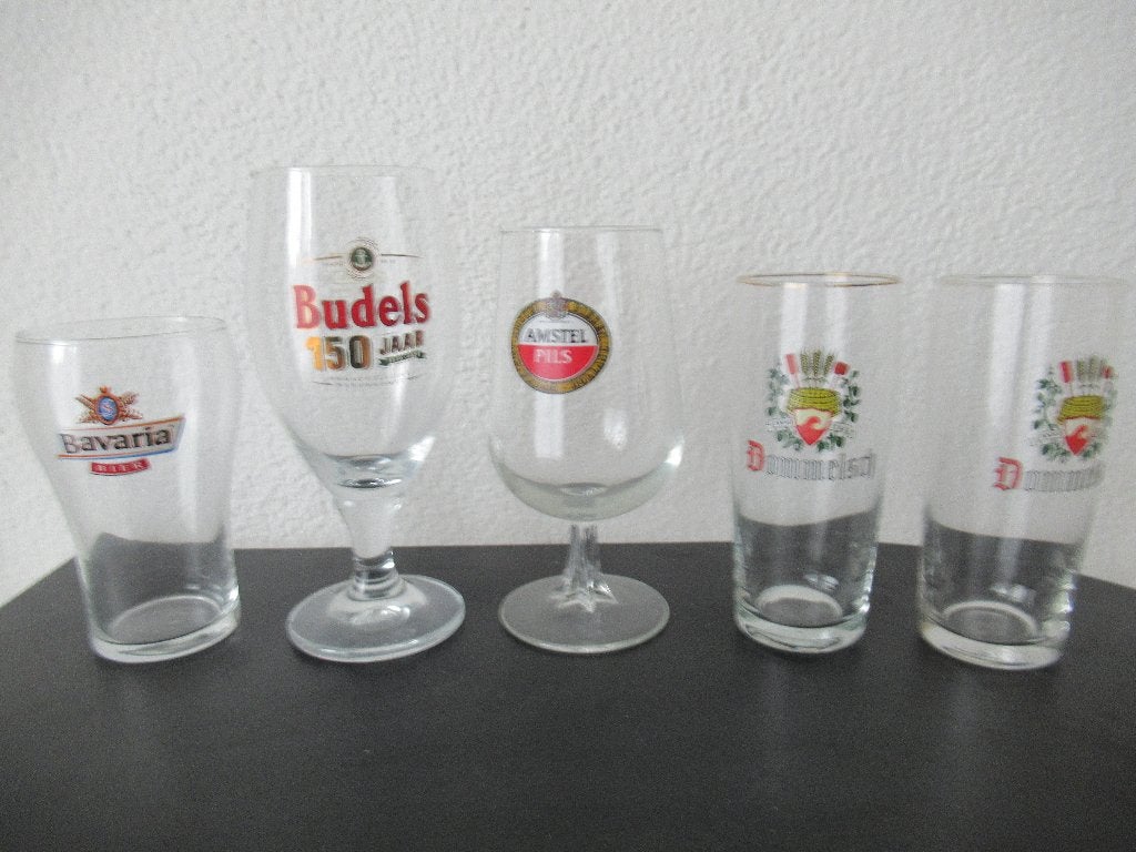 Bierlazen div, Bavaria, Budels,Dommels en Amstel, Ophalen of Verzenden, Gebruikt, Glas of Glazen, Bavaria