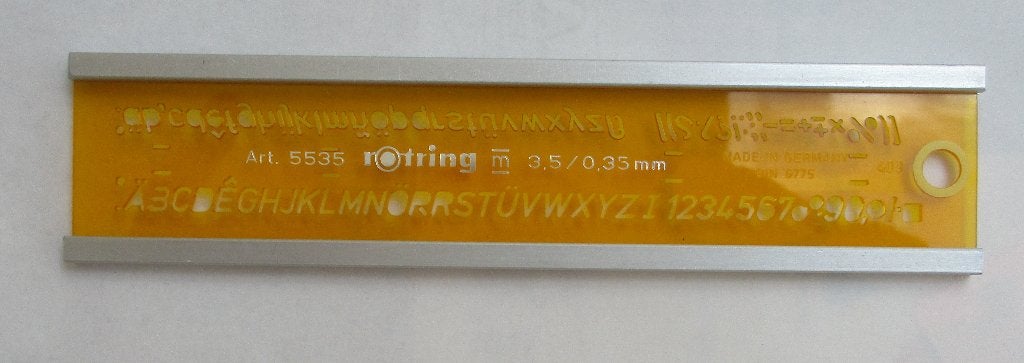 Rotring lettersjabloon 5535 3,5/0,35mm nette staat, Ophalen of Verzenden, Zo goed als nieuw, Overige typen