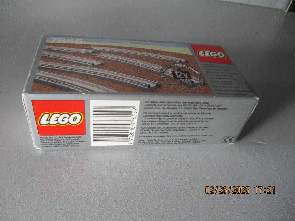8 LEGO 7855 12v Rails Geleiders Gebogen GRIJS + OVP NIEUW!!, Compleet, Overige thema's, Lego, Nieuw