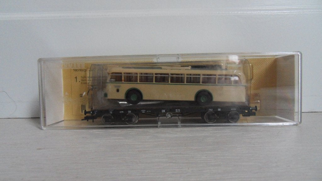 Fleischmann 85 5286 K H0 Plattewagen met trolleybus v/ d DB, Gelijkstroom, Fleischmann, Ophalen of Verzenden, Analoog