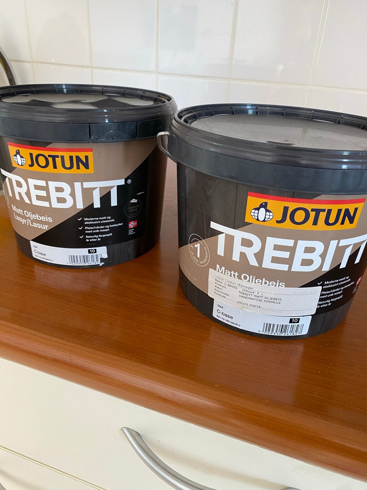 Jotun Trebitt Matt Oljebeis - 2x3L, 5 tot 10 liter, Beits, Ophalen of Verzenden, Zo goed als nieuw