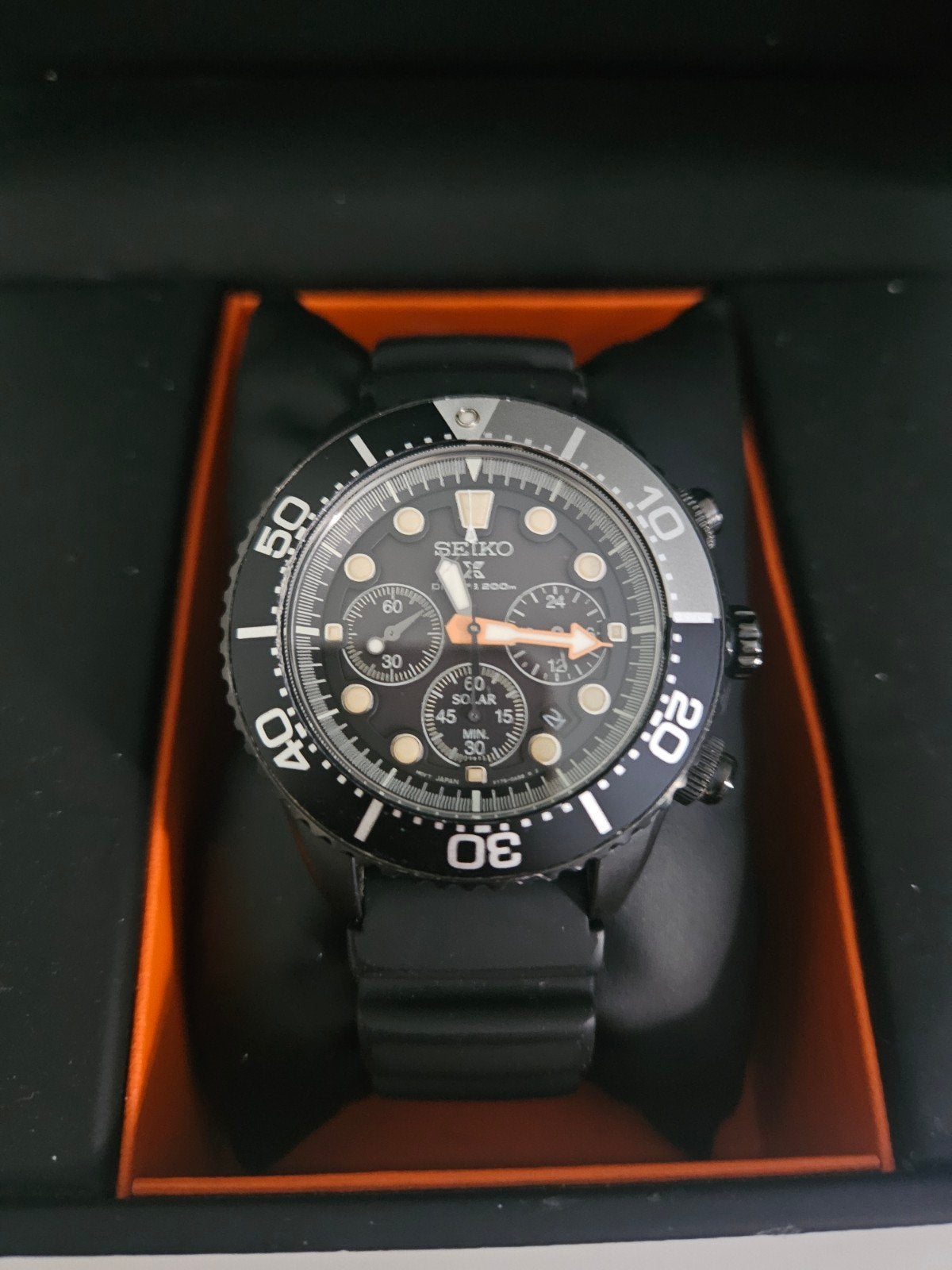 Seiko Prospex Solar Chronograph "The Black Series, Seiko, Gebruikt, Polshorloge, Overige materialen