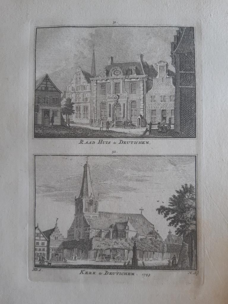 A 51-52 / Doetinchem / Deutichem Het Raadhuis en Kerk, Antiek en Kunst, Kunst | Etsen en Gravures, Ophalen of Verzenden